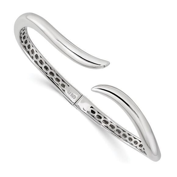 Kazi Luxury Sterling Silver Rhodium-plated Polished Wavy Hinged Bangle
